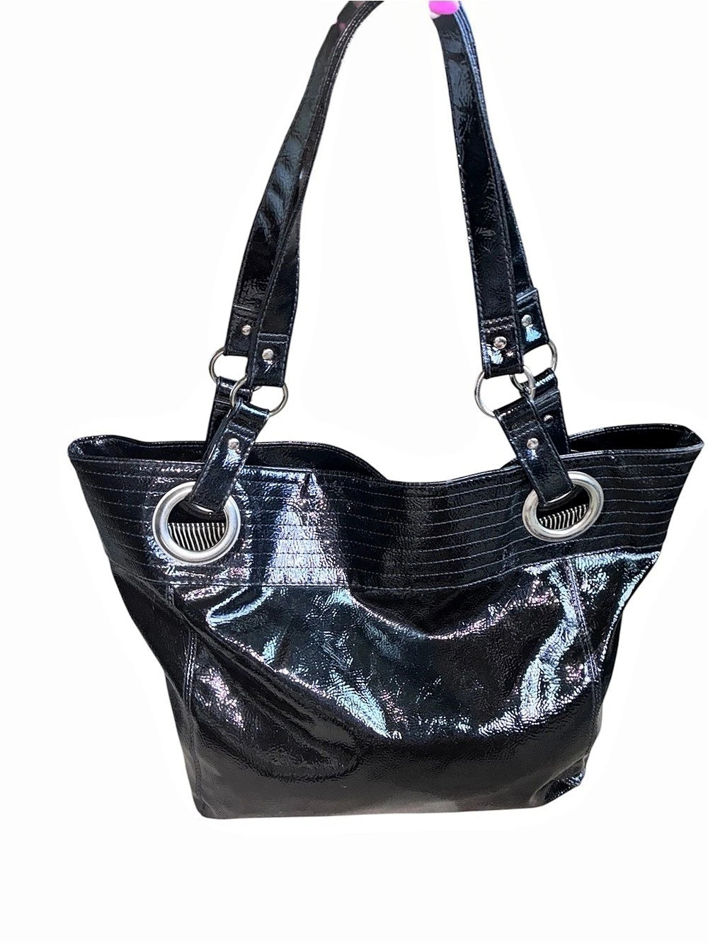 Unbranded Glossy Black Vinyl Shoulder Bag